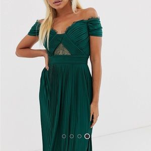 PETITE Emerald green midi dress